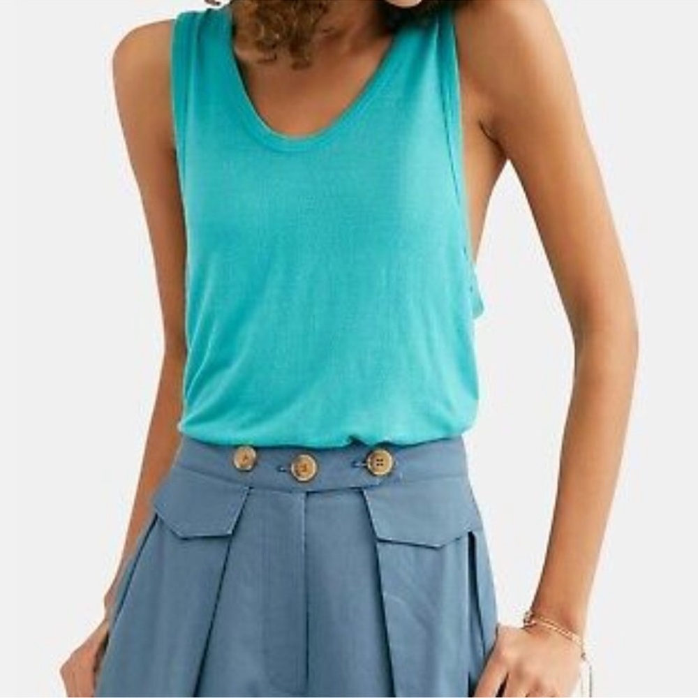 Free People Take The Plunge Tank Top in Sea Turquoise S